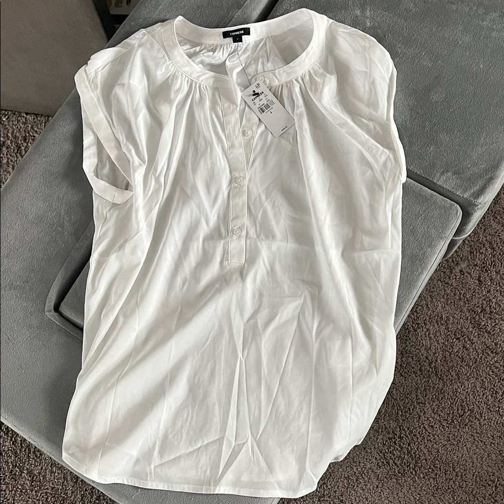 Express White Button-Up Blouse- NWT